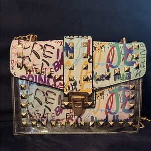 Graffiti Studded Women's Crossbody Bag